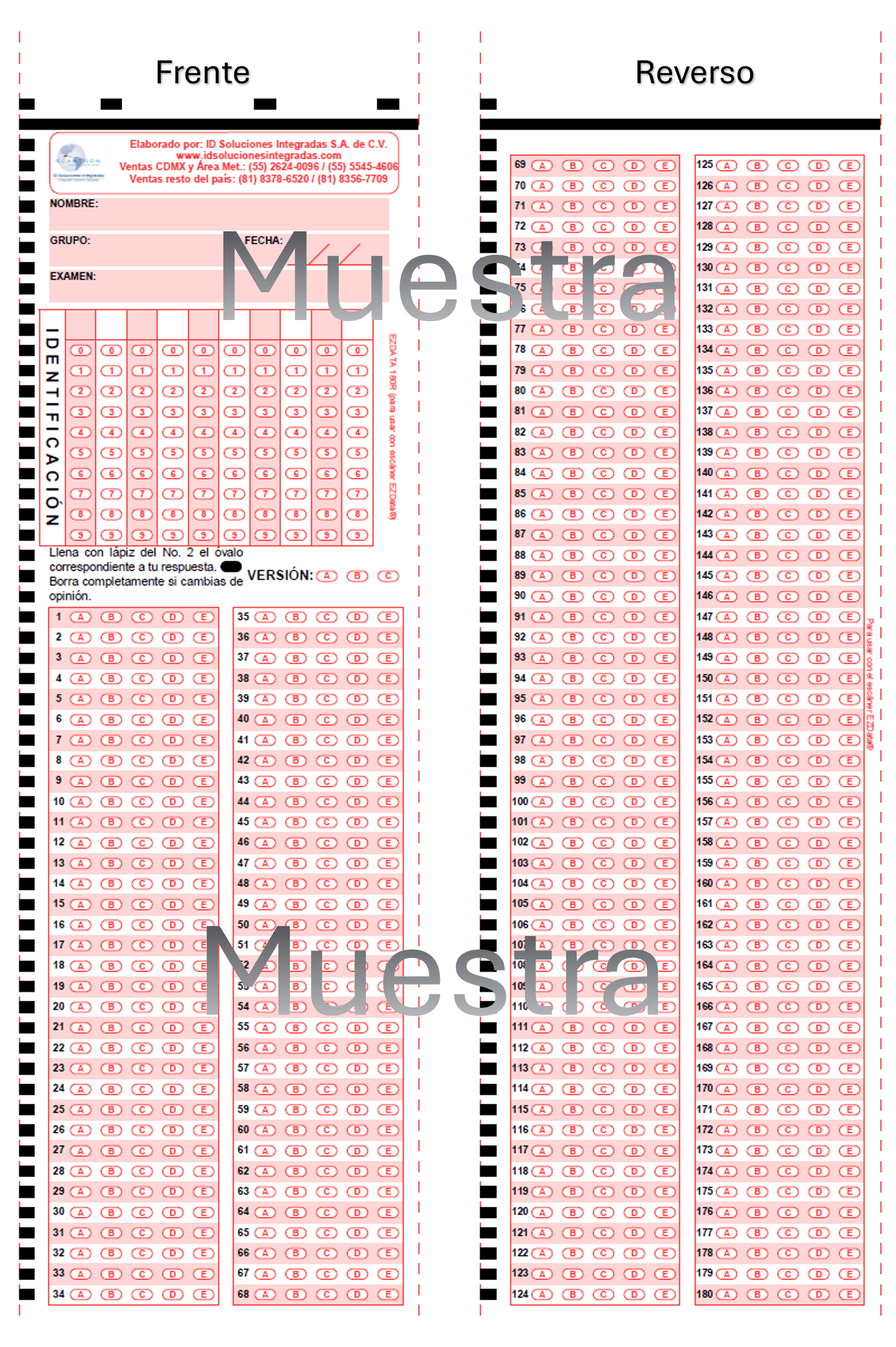 Imagen de la hoja IDSI 180 reactivos